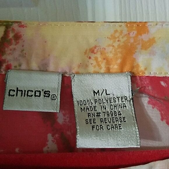 Chico's sheer multi color top Sz. M/L NWOT - Picture 2 of 5